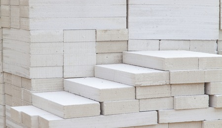 Foamed concrete block at build site