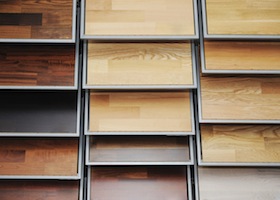 Top samples of various color palette - wooden floor