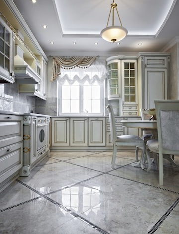 Stone flooring in a kitchen