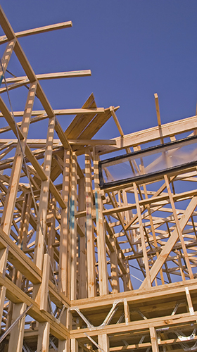 Detail of house frame under construction