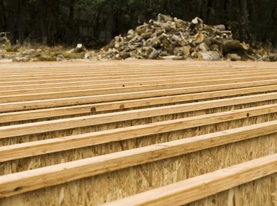 Engineered wood floor joist layout on a new custom luxury home